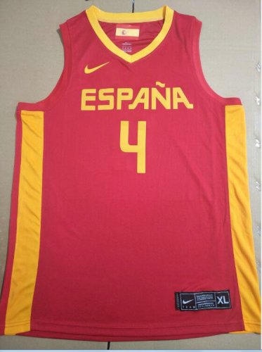 4 Gasol Spain FIBA Basketball world cup jersey red